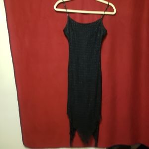 Vintage Be Smart-lined All lace Hi-Low Dress with beaded straps- Sz.3/4- gpl